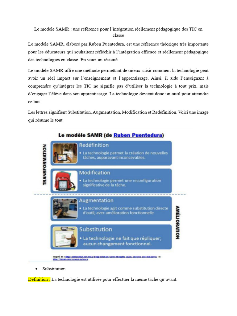 Le Modèle SAMR PDF | PDF | Pédagogie | Apprentissage