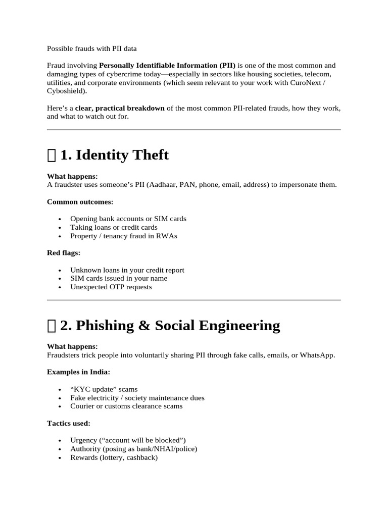 Possible Frauds With PII Data | PDF | Phishing | Closed Circuit Television