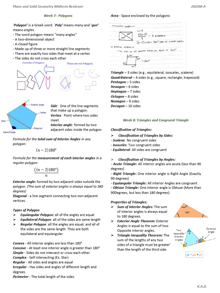 Smm103 Midterm Reviewer | PDF | Triangle | Area