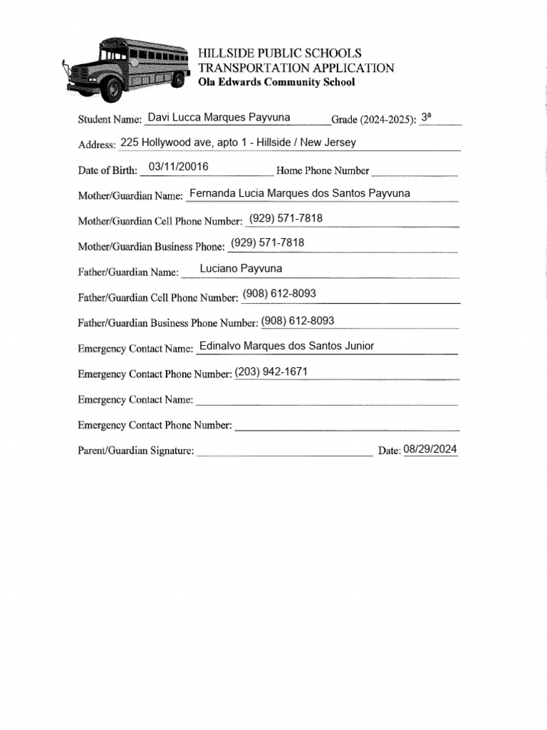 2024-25 Ola Edwards Community School Bus Pass Application | PDF