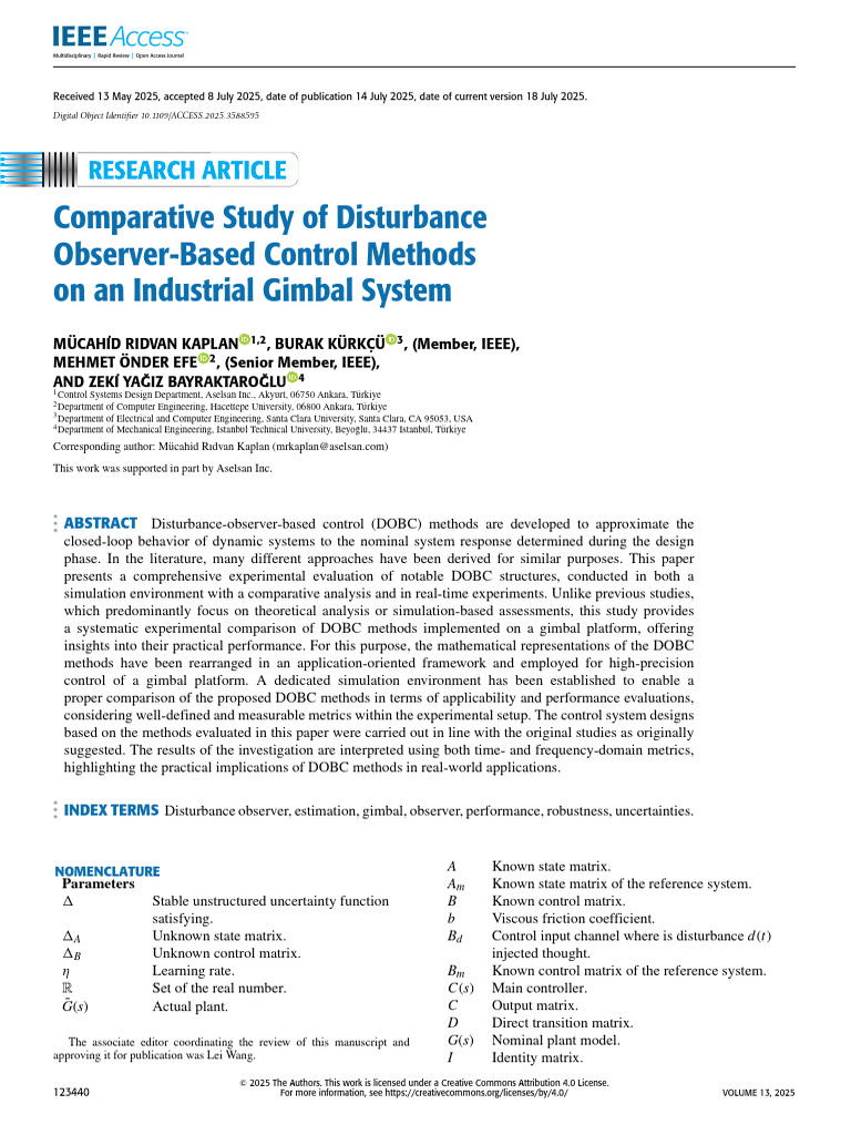 Comparative Study of Disturbance Observer-Based Control Methods On An ...
