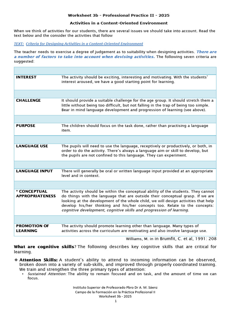 Worksheet 3b -Activities and Content-based Learning 2025.Docx 1 | PDF ...