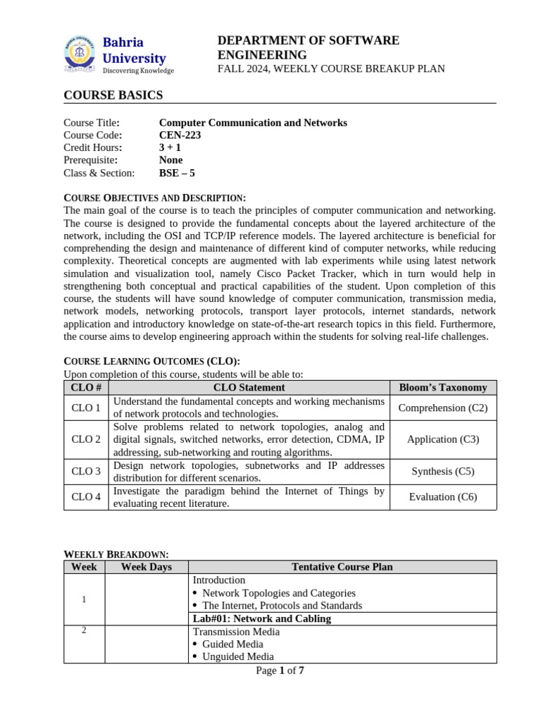 Lesson Plan CCN 08092025 033202pm | PDF | Computer Network | Internet ...