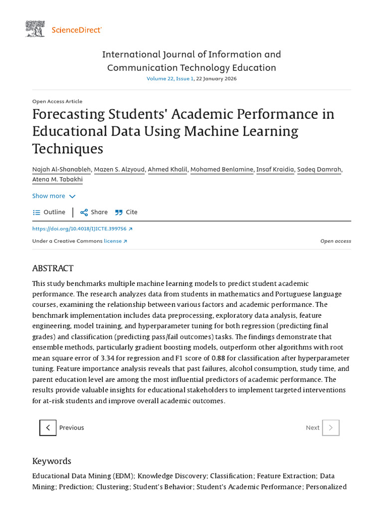Forecasting Students' Academic Performance in Educational Data Using ...