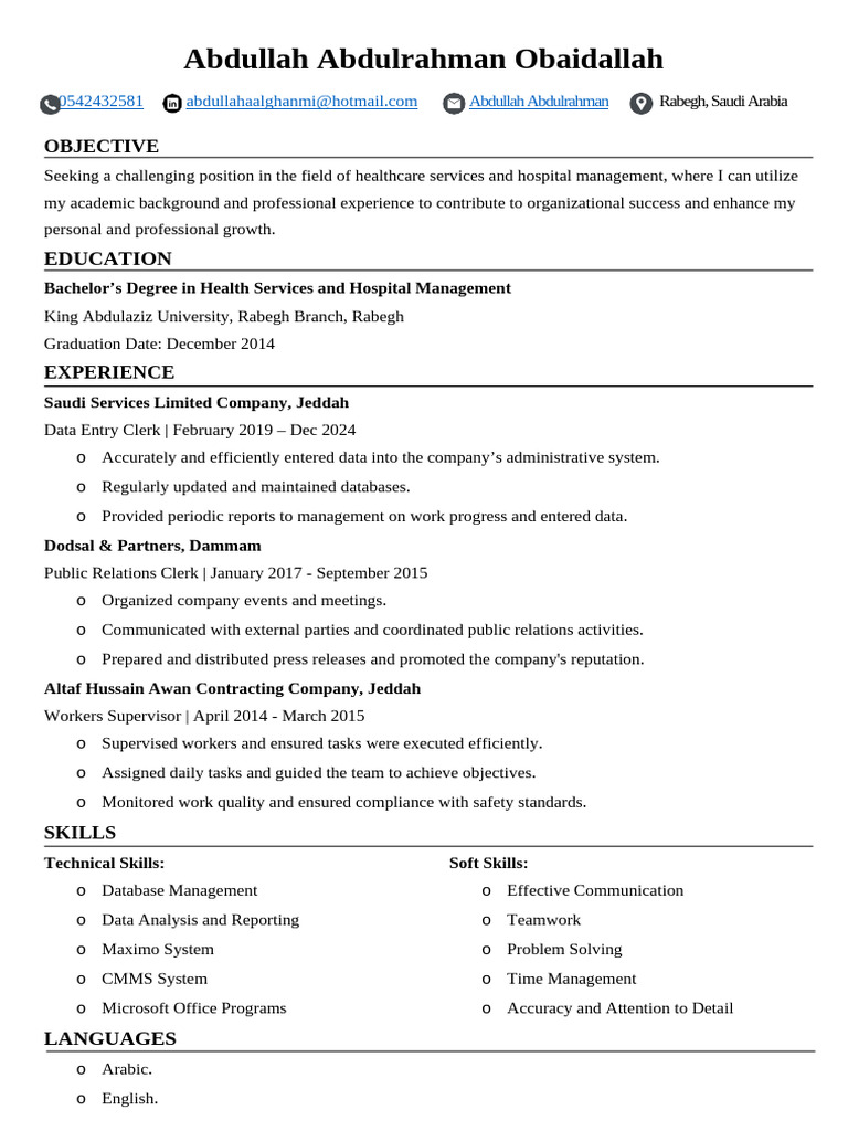 Abdullah CV | PDF