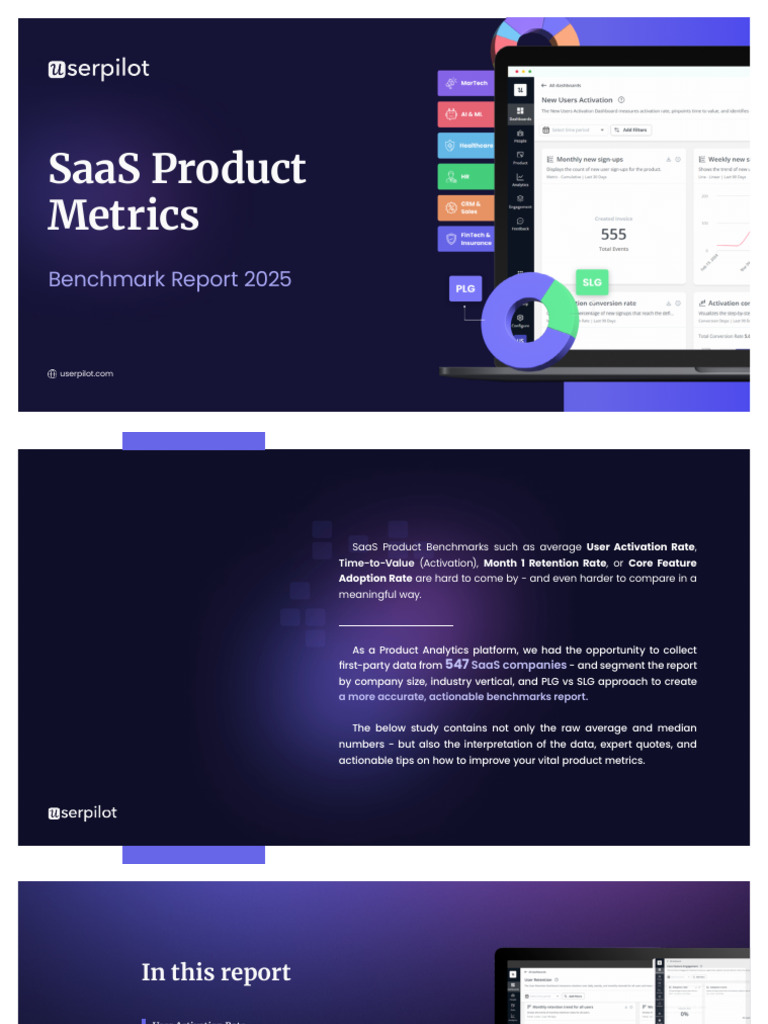 SaaS Product Metrics Benchmarks Report 2025 | PDF | Performance ...