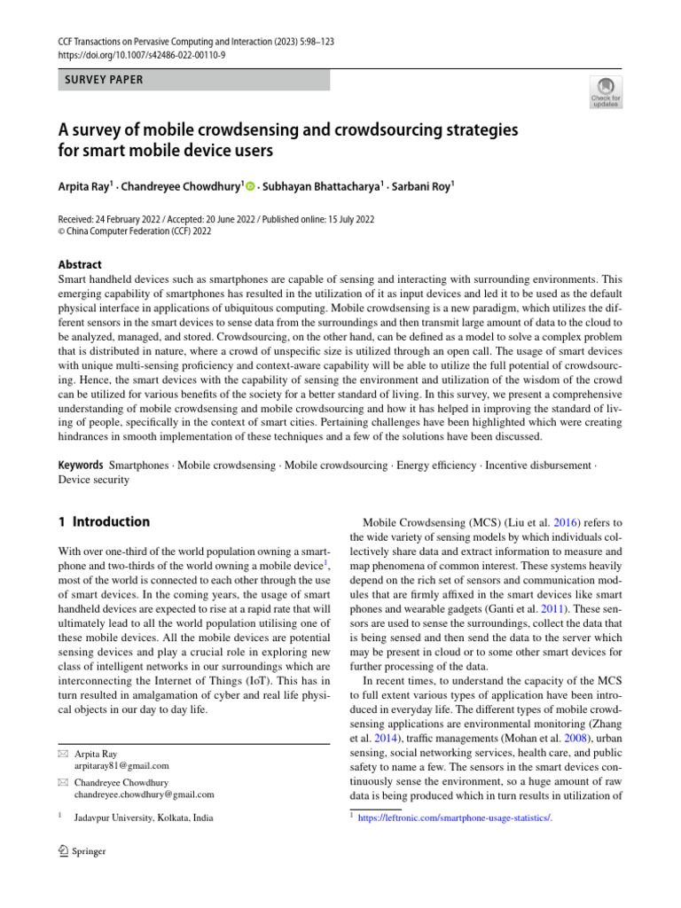 Mobile Crowdsensing Sourcing | PDF | Crowdsourcing | Computer Engineering