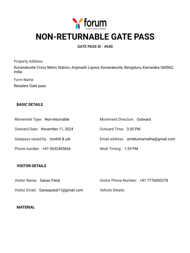 Gate Pass | PDF