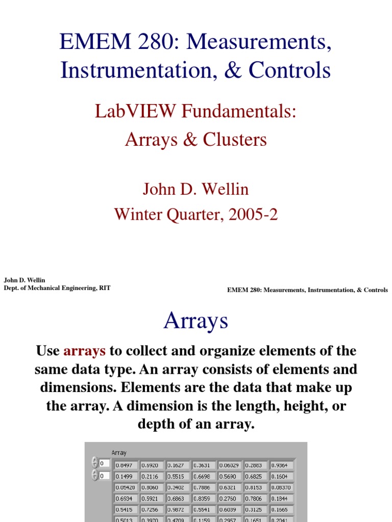 LabVIEW Fundamentals - Arrays and Clusters | PDF | Matrix (Mathematics ...