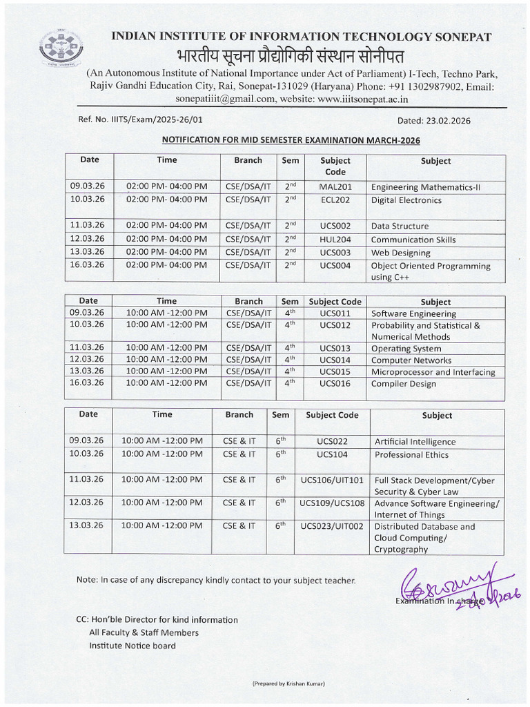 Date Sheet | PDF | Computing | Information Technology
