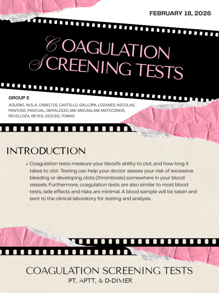 Group e - Coagulation Screening Tests | PDF | Coagulation | Thrombosis