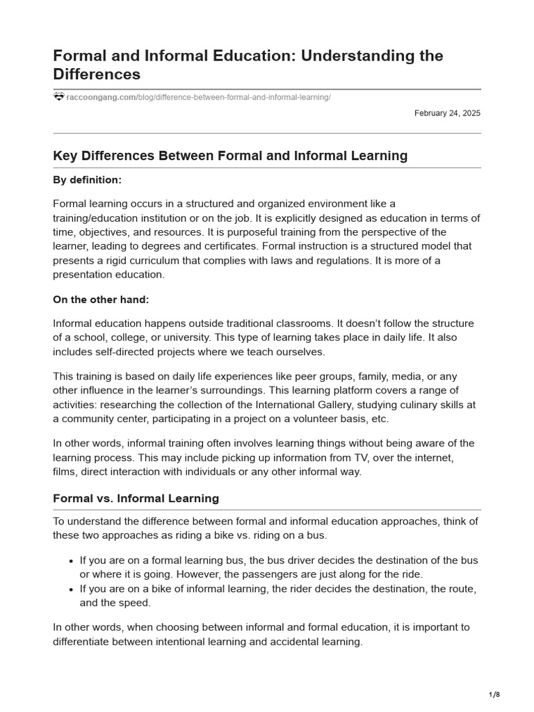 Formal vs. Informal Education | PDF | Learning | Educational Technology