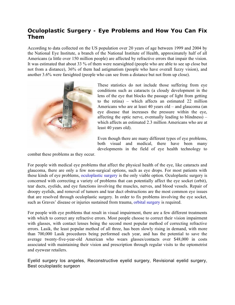 Eyelid Surgery Los Angeles | PDF | Human Eye | Visual Impairment