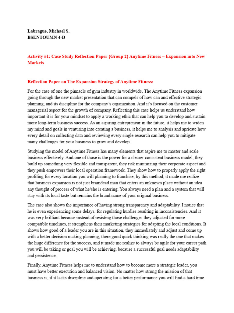Activity 1 Case Study Reflection Paper BPI | PDF | Cognition | Business