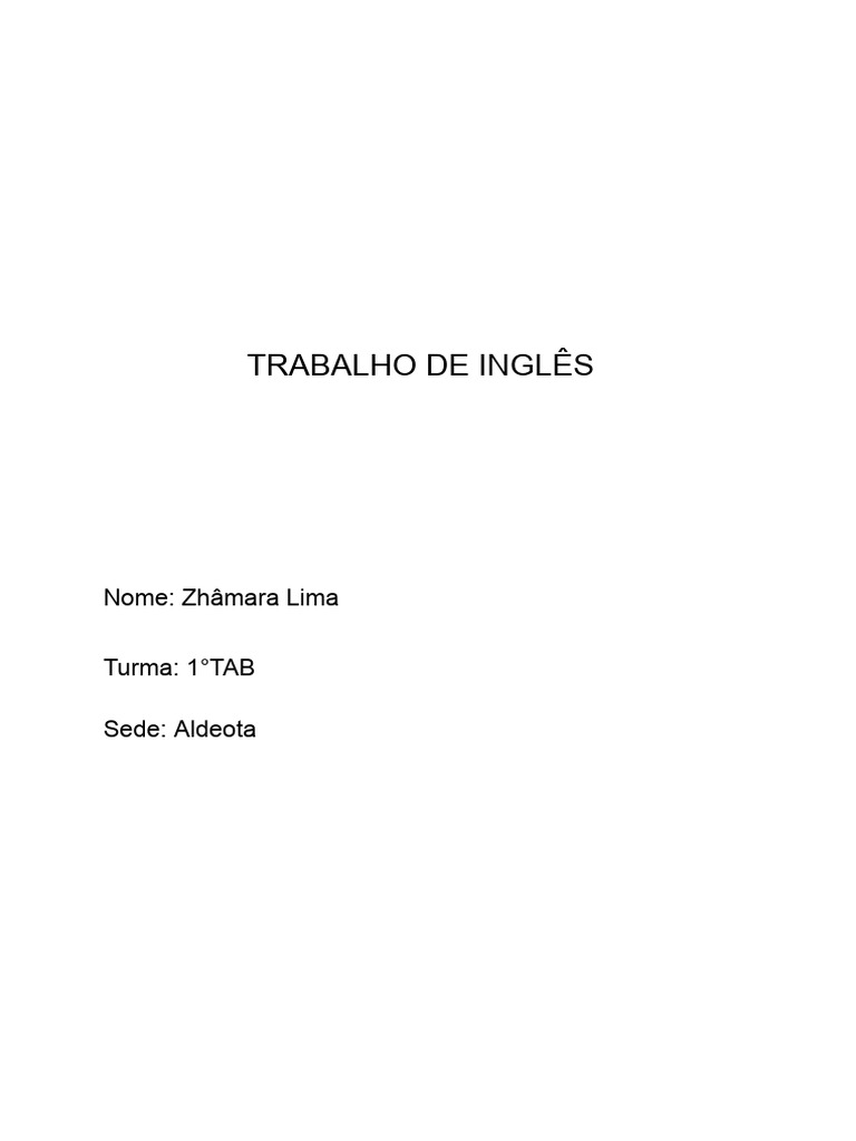 Trabalho de Inglês | PDF
