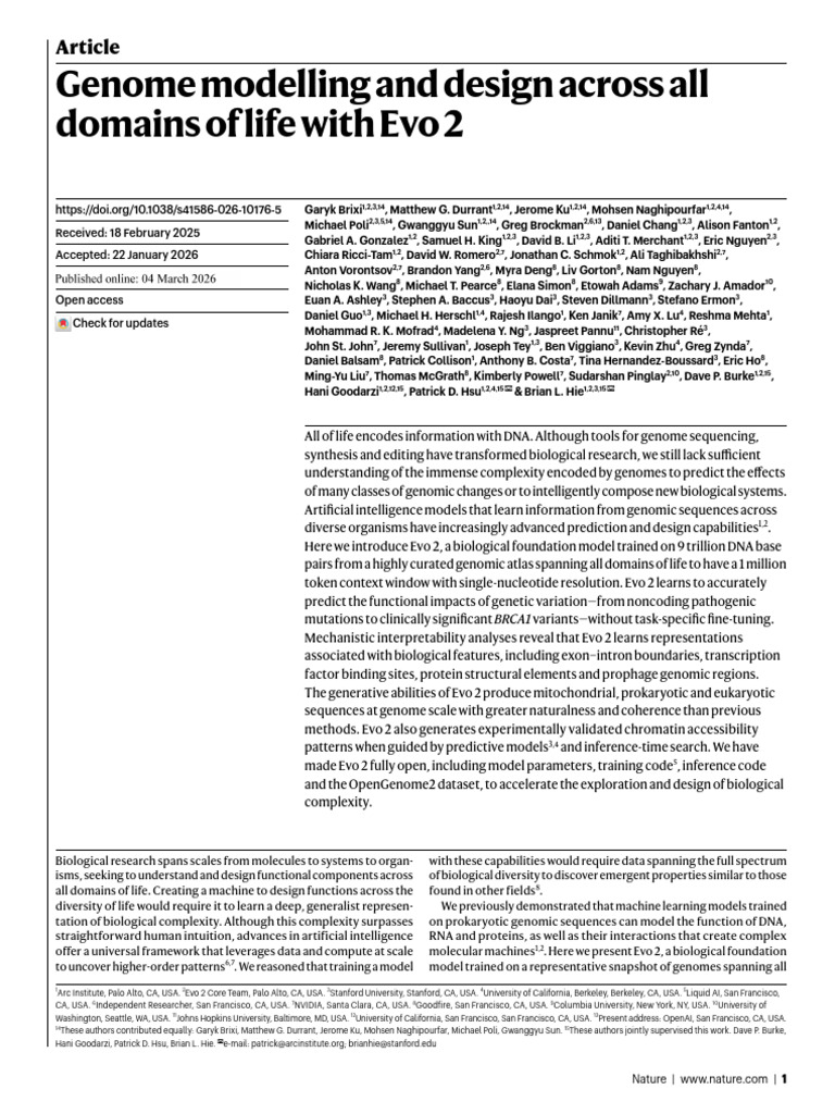 Genome Modelling and Design Across All Domains of Life With Evo 2 | PDF ...