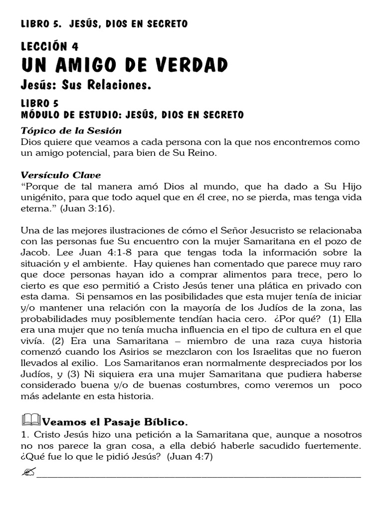 Estudios Bíblicos. Libro 5. Lección 4 | PDF | Jesús | Cristo (título)