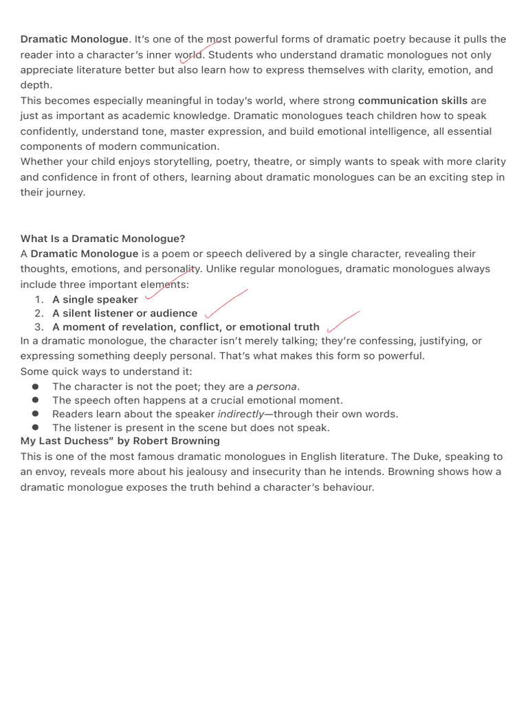 Dramatic Monologue. It’s One of the Most Powerful Forms of Dramatic… | PDF