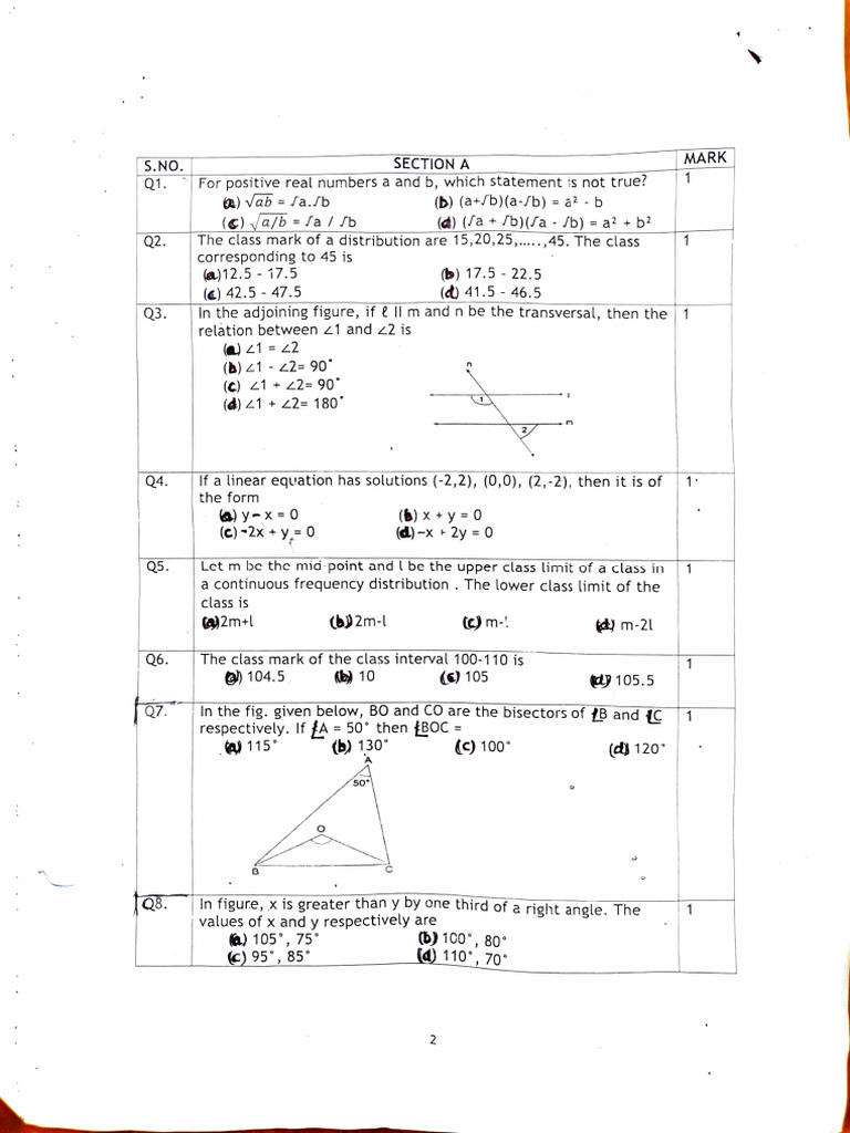 (9 MATHS half yearly TEST 8A)24-25 | PDF | Triangle | Geometry