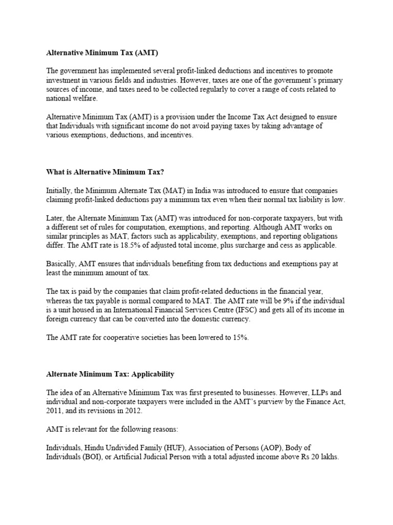 Amt | PDF | Alternative Minimum Tax | Taxes