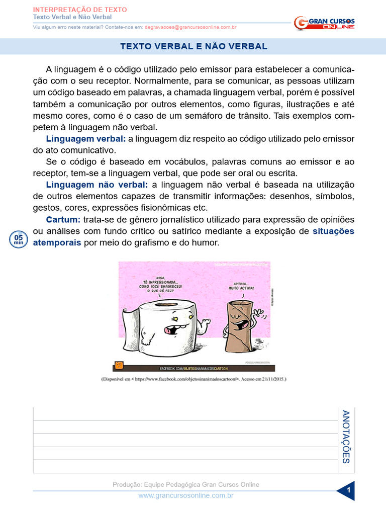 Interpretacao de Textos Aula 03 Texto Verbal e Nao Verbal | PDF ...