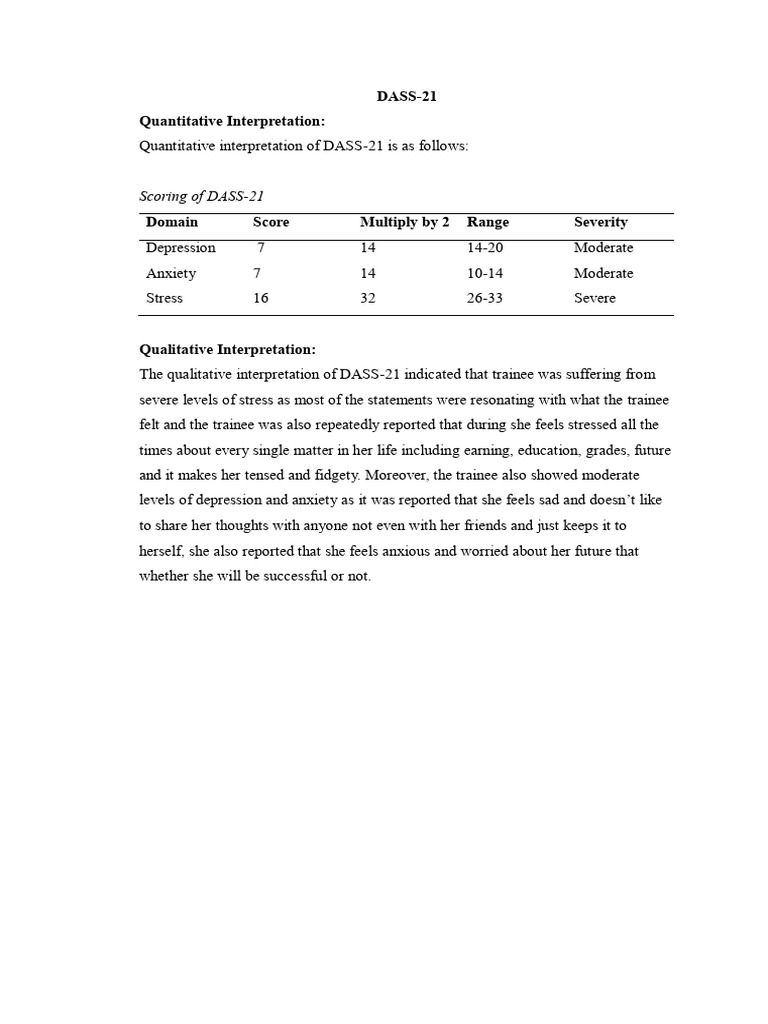 DASS Interpretation | PDF