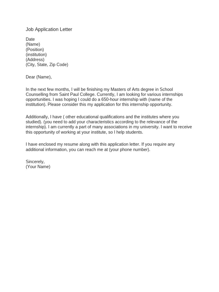 Sample Job Application Letter | PDF