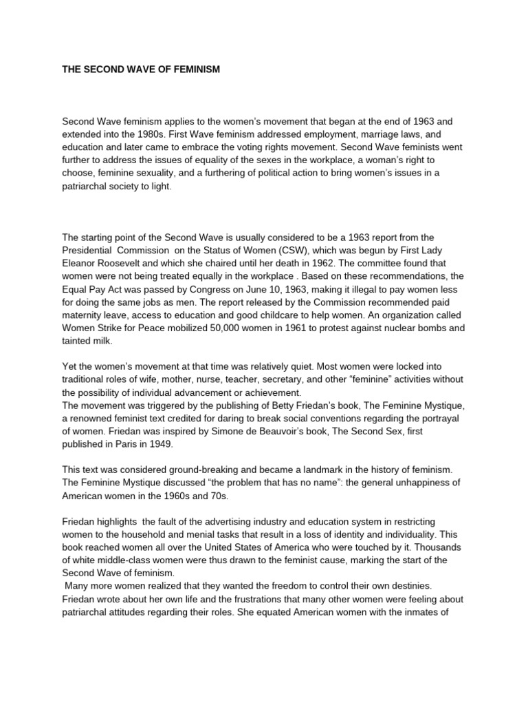 The Second Wave of Feminism | PDF | Feminism | Gender Studies