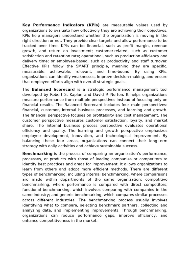 Key Performance Indicators | PDF | Performance Indicator | Strategic ...
