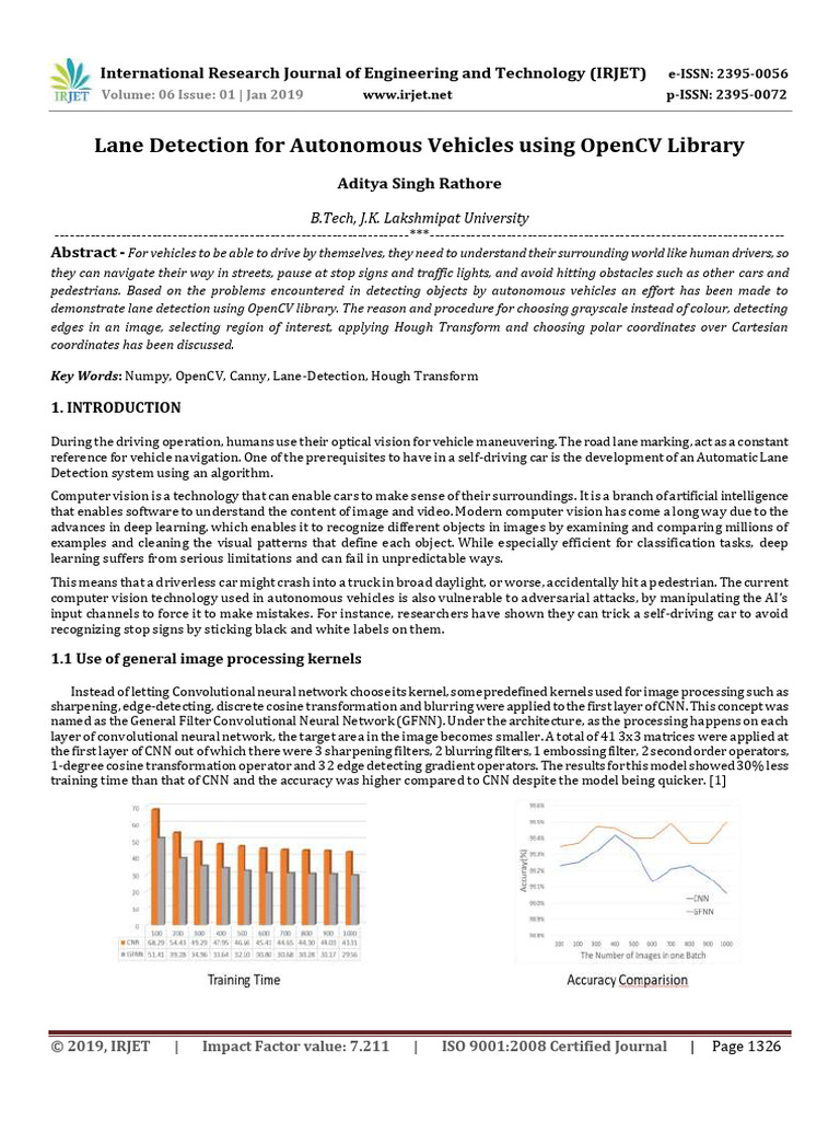IRJET Lane Detection for Autonomous Vehi | PDF | Imaging | Image Processing