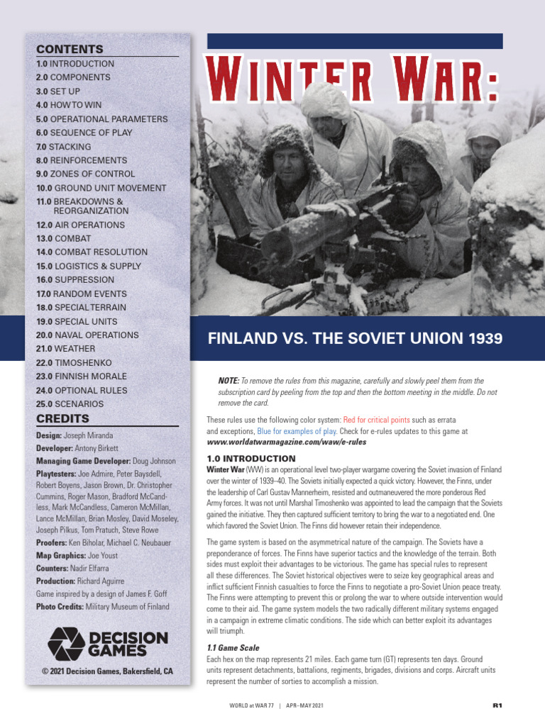 W77 Winter War Rules v4 WEB | PDF | Division (Military) | Regiment
