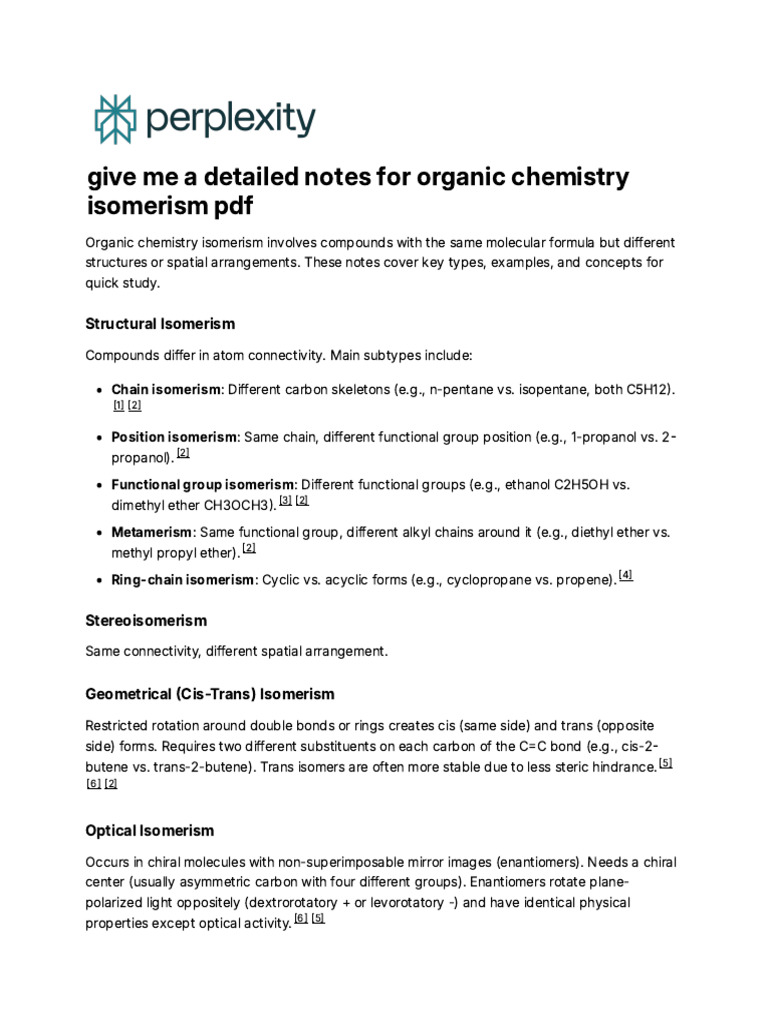 Give Me A Detailed Notes For Organic Chemistry Iso | PDF | Isomer ...