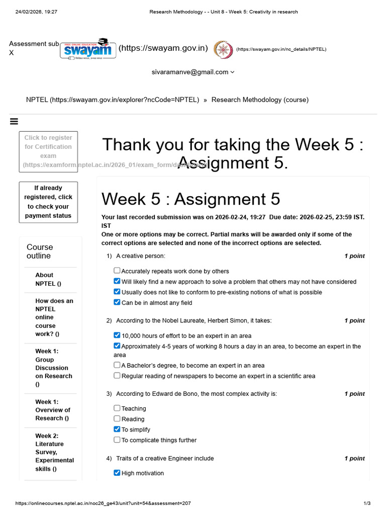 Research Methodology - Week 5 - Creativity in Research Assignment | PDF ...