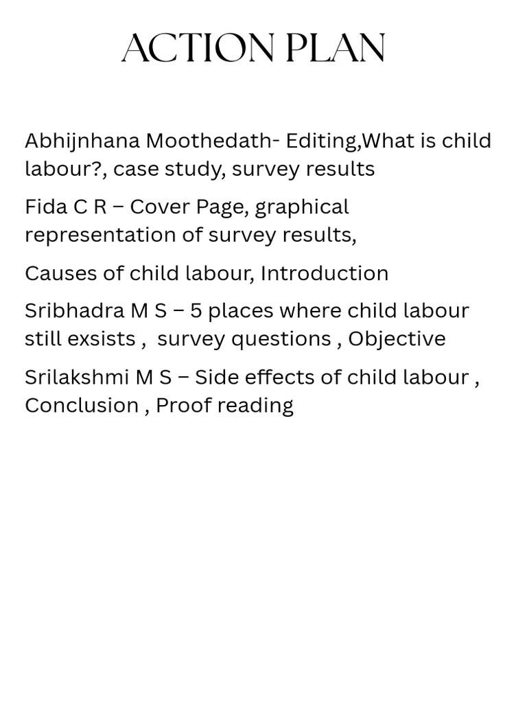 Copy of Action Plan | PDF | Child Labour | Labour Economics