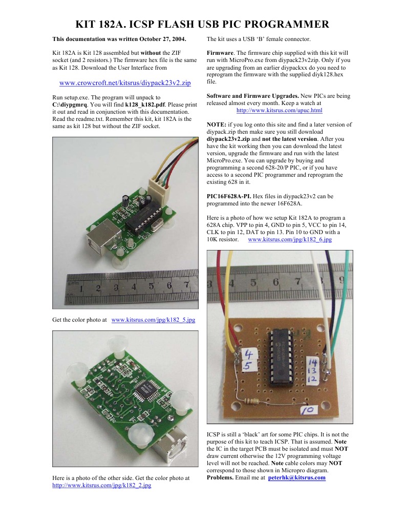 PIC Programmer Kit 182A Guide | PDF