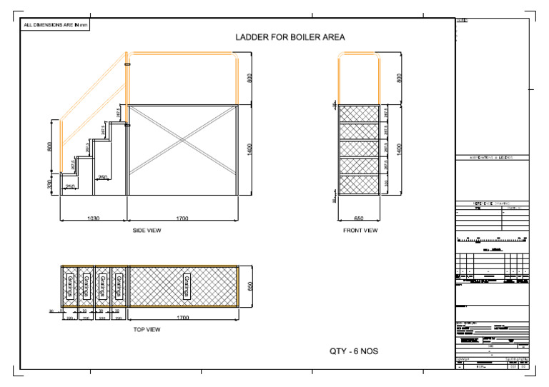 Ladder For Boiler Area: All Dimensions Are in MM | PDF