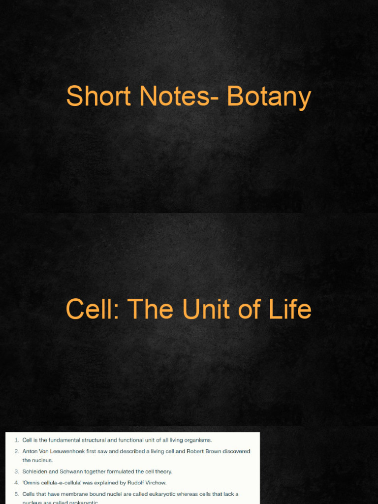 Short Notes - Botany | PDF