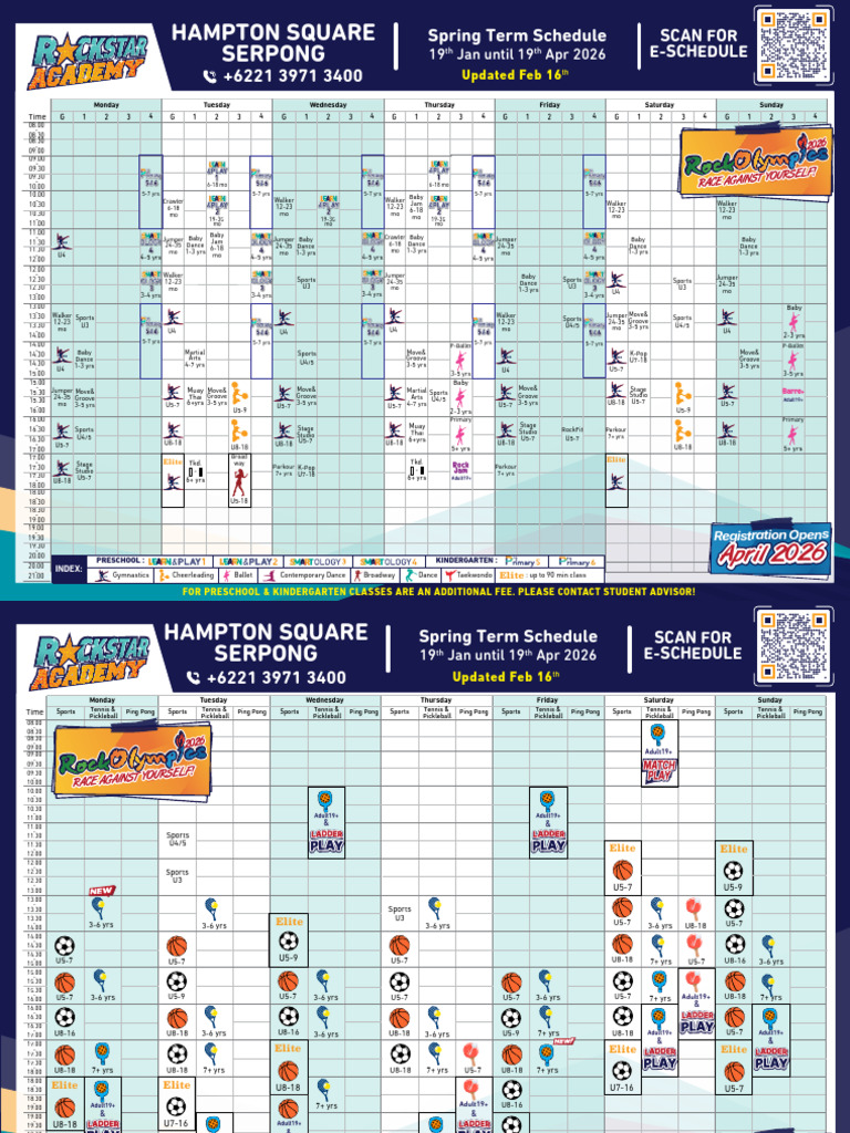 HS Schedule Spring 2026 Week 5 | PDF | Dances | Physical Exercise