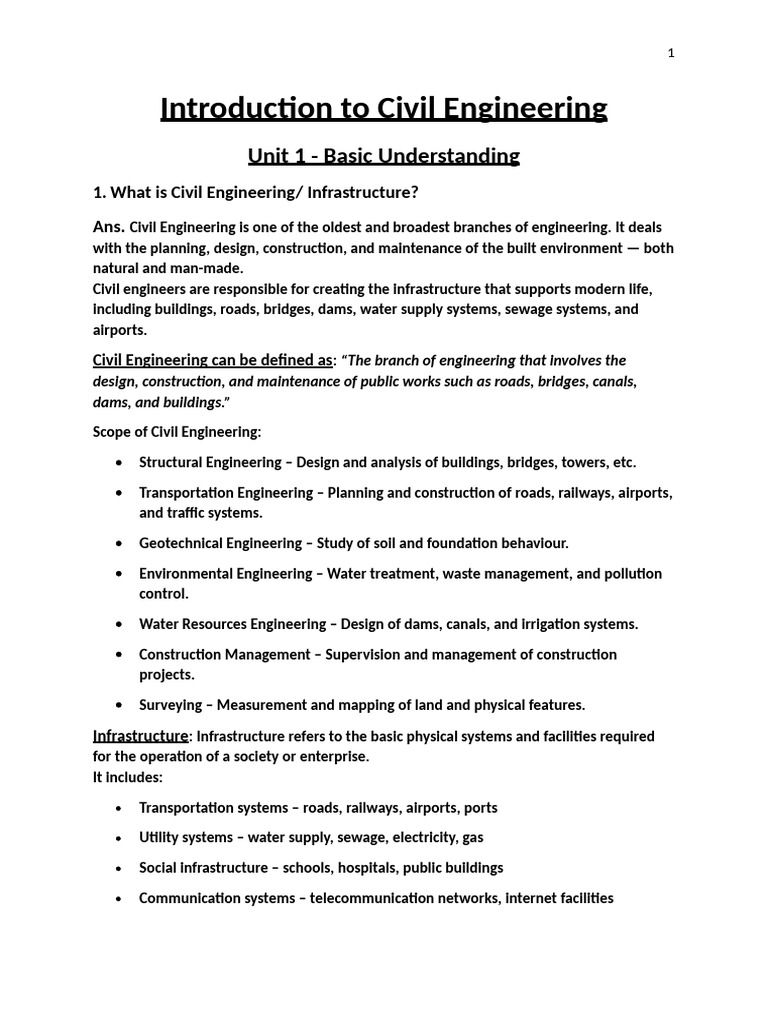 Introduction To Civil Engineering | PDF | Civil Engineering | Mortar ...