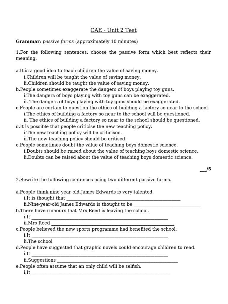 CAE Unit 2 Test | PDF | G.I. Joe
