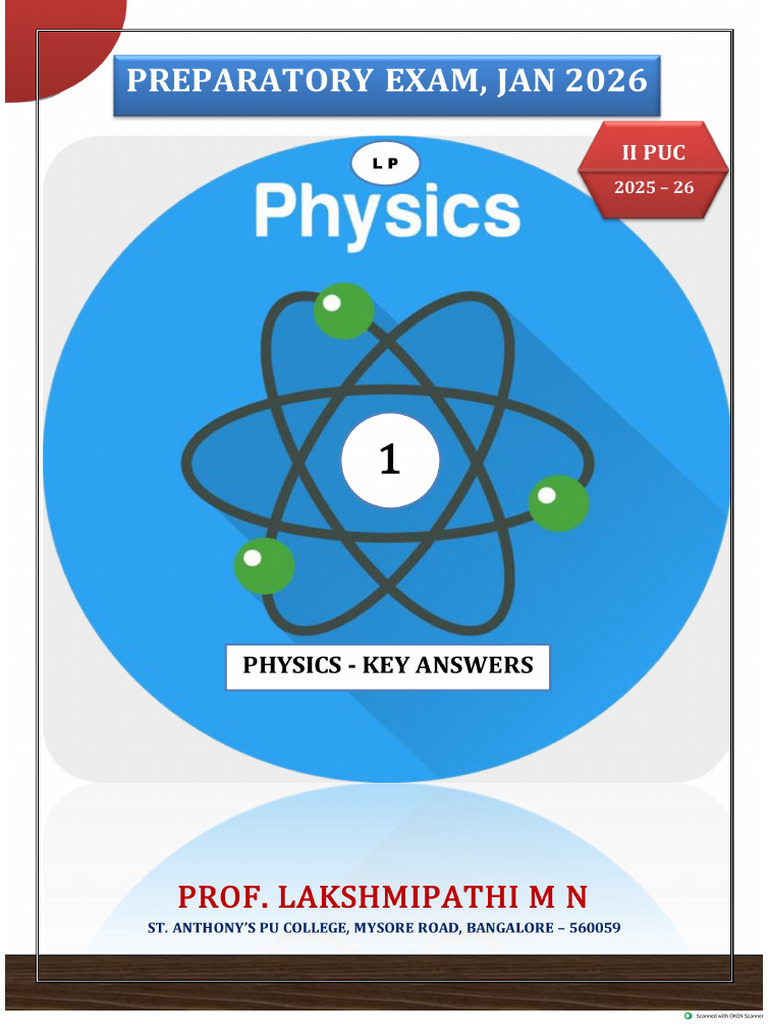 II Pu Phy Preparatory Exam 2026 - Answers | PDF