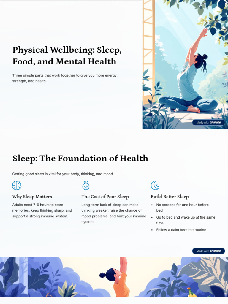 Physical Wellbeing Sleep Food and Mental Health | PDF