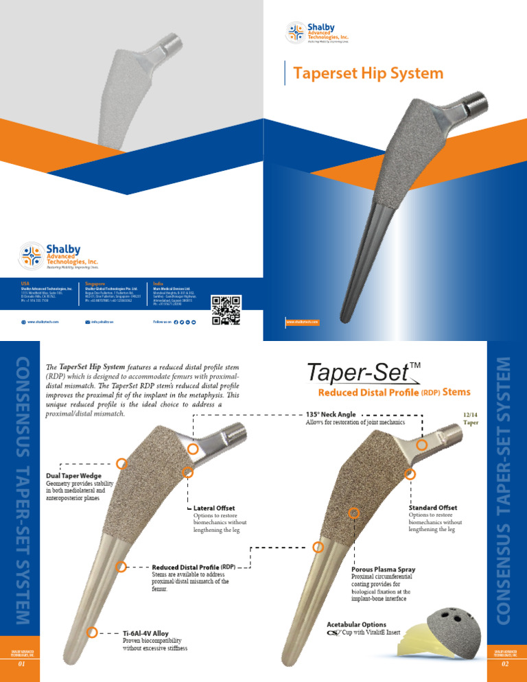 Product Brochure Taperset Hip System (1) | PDF | Hip
