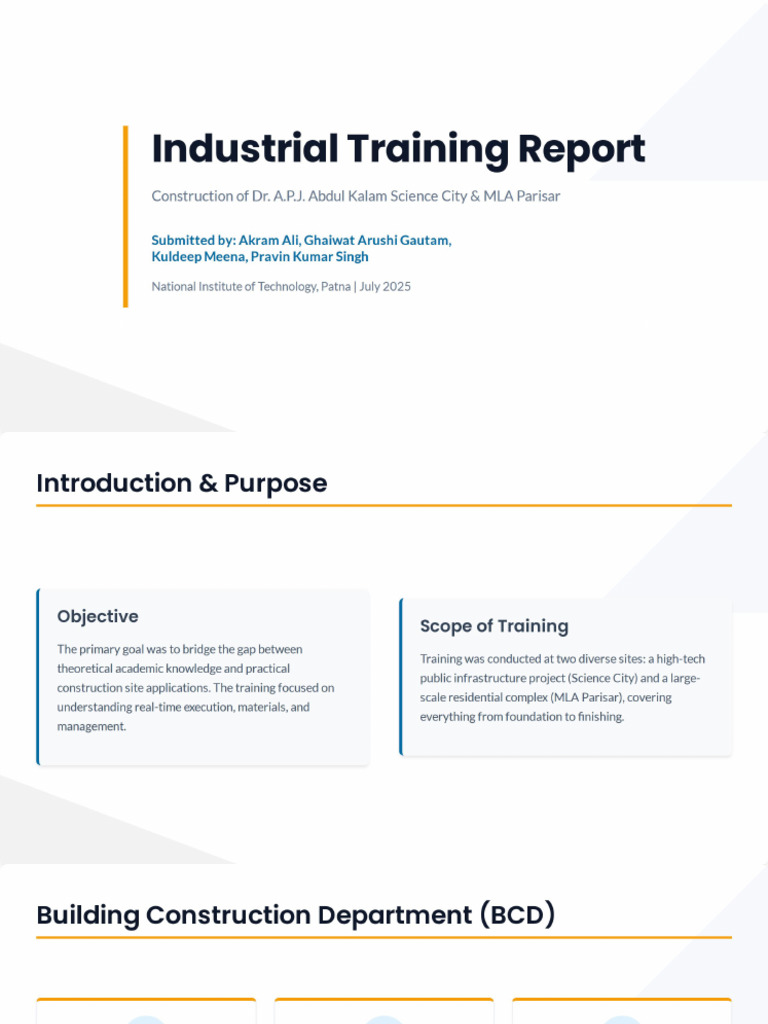 Industrial Training Report - Science City & MLA Parisar | PDF