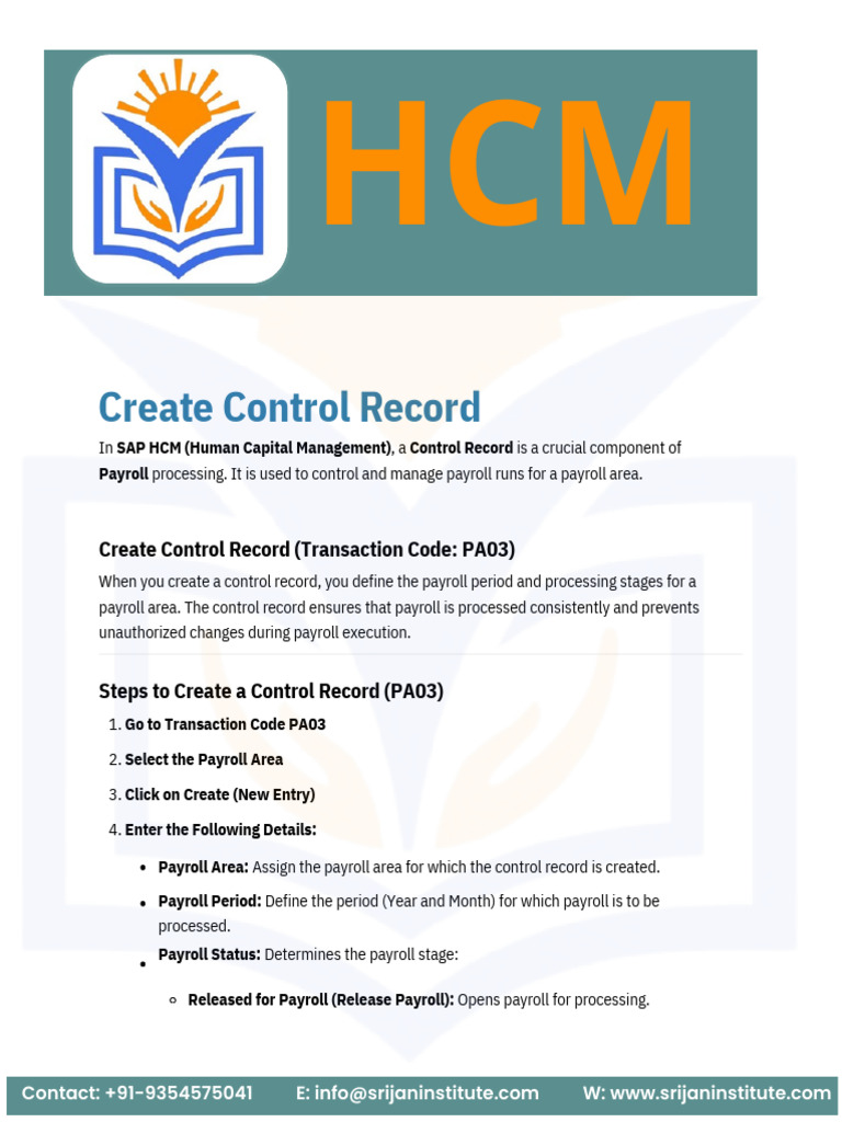 Create Control Record 1762146387 | PDF | Cost Of Living | Payroll