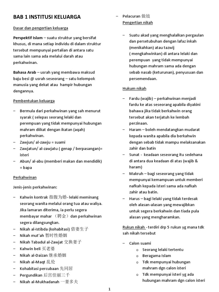 Bab 1 Institusi Keluarga Pdf