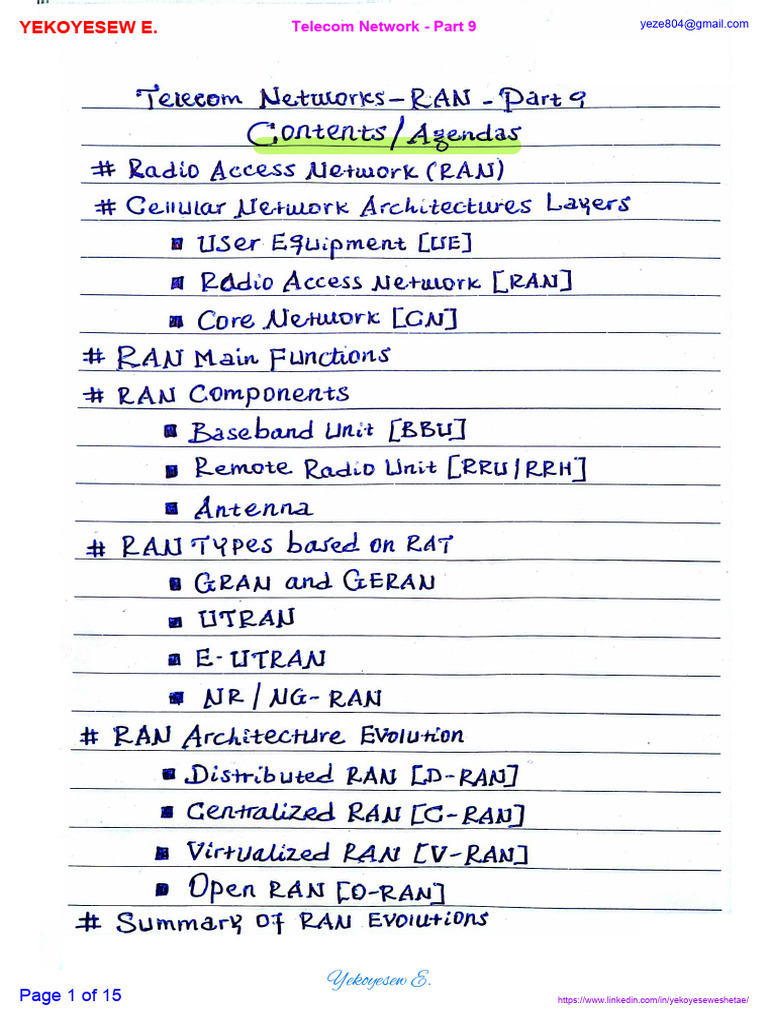 Telecom - Network Handwritten Notes - Part 9 | PDF