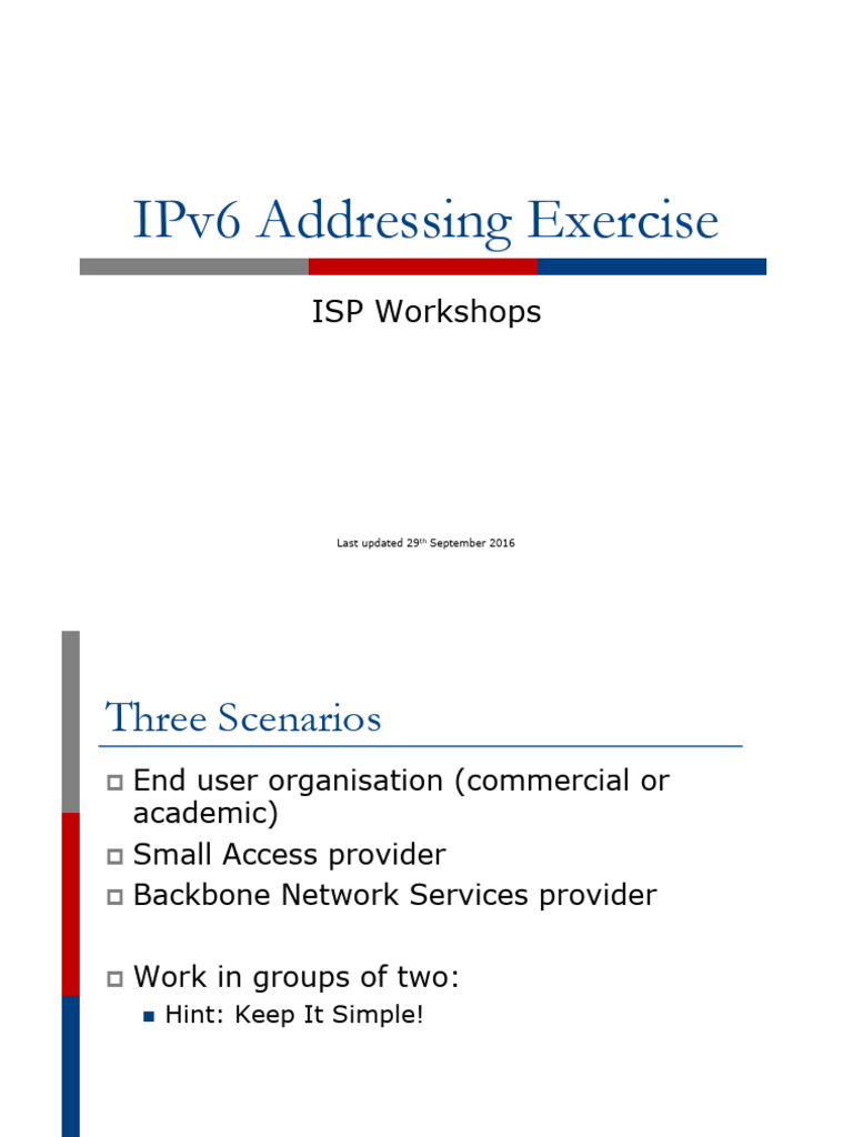 03 Ipv6 Addressing Exercise | PDF | Internet Service Provider | I Pv6