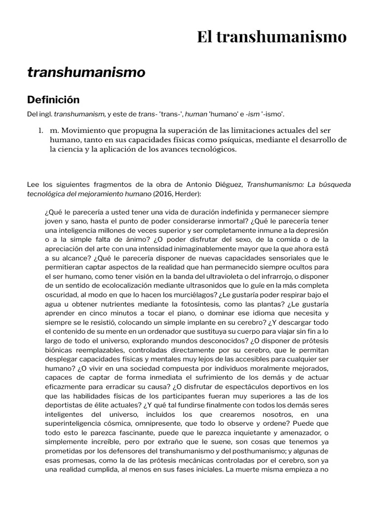 El Transhumanismo | PDF | Transhumanismo | Mente