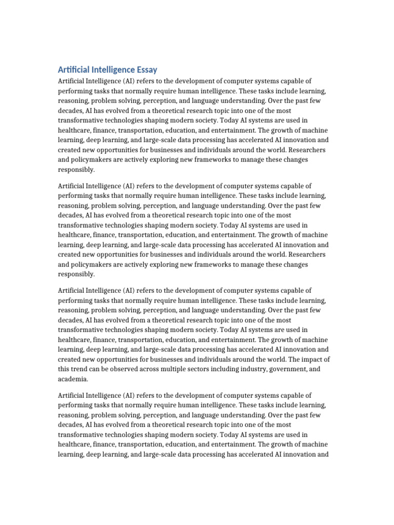 Artificial Intelligence Essay | PDF | Artificial Intelligence ...